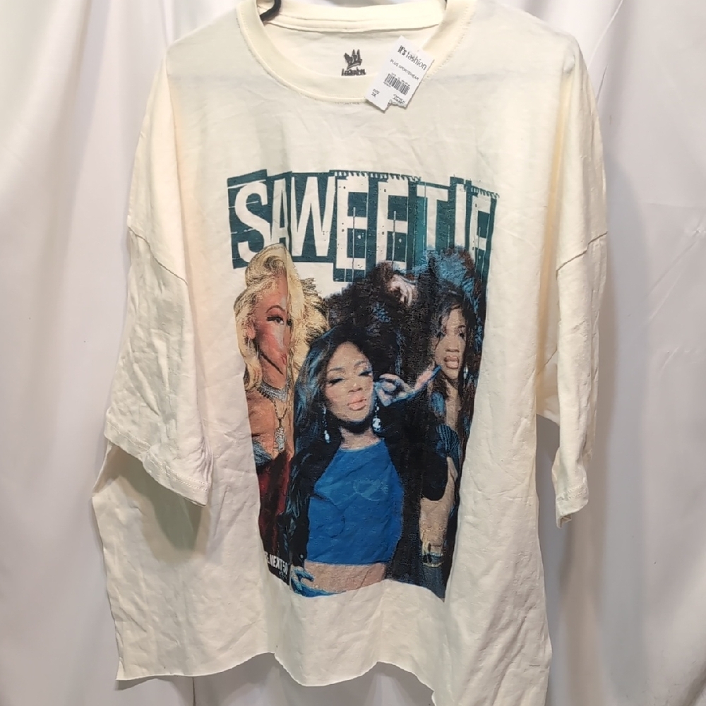 Saweetie Plus Sports Graphic Tee - Cream Size 3X New With Tags